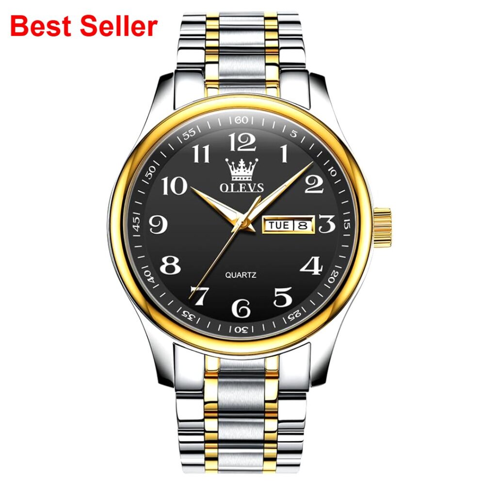 Stainless Steel Watch With Day Date Diamond Dial Waterproof